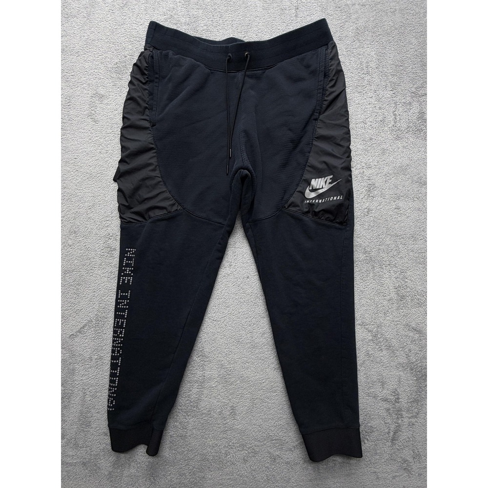 Nike Pants Mens XL Black International Joggers Sweatpants Nylon Panel Athletic